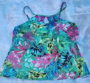 Tankini Swim Top Sonnet Shores Plus size 24W Tropical Floral Print Flattering